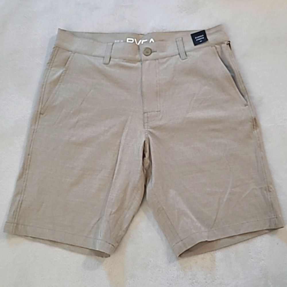 RVCA Men's 30 Dual Purpose Shorts Trunks Khaki Balance Hybrid Classic Length